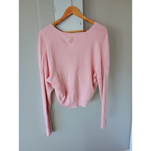 Leith Rib Wrap Sweater pink ballet Core coquette girl romantical pilates casual - Picture 7 of 12